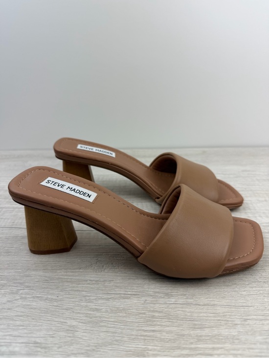Steve Madden Shoes - Steve Madden Saged Heeled Slide Sandals Tan Size 7.5